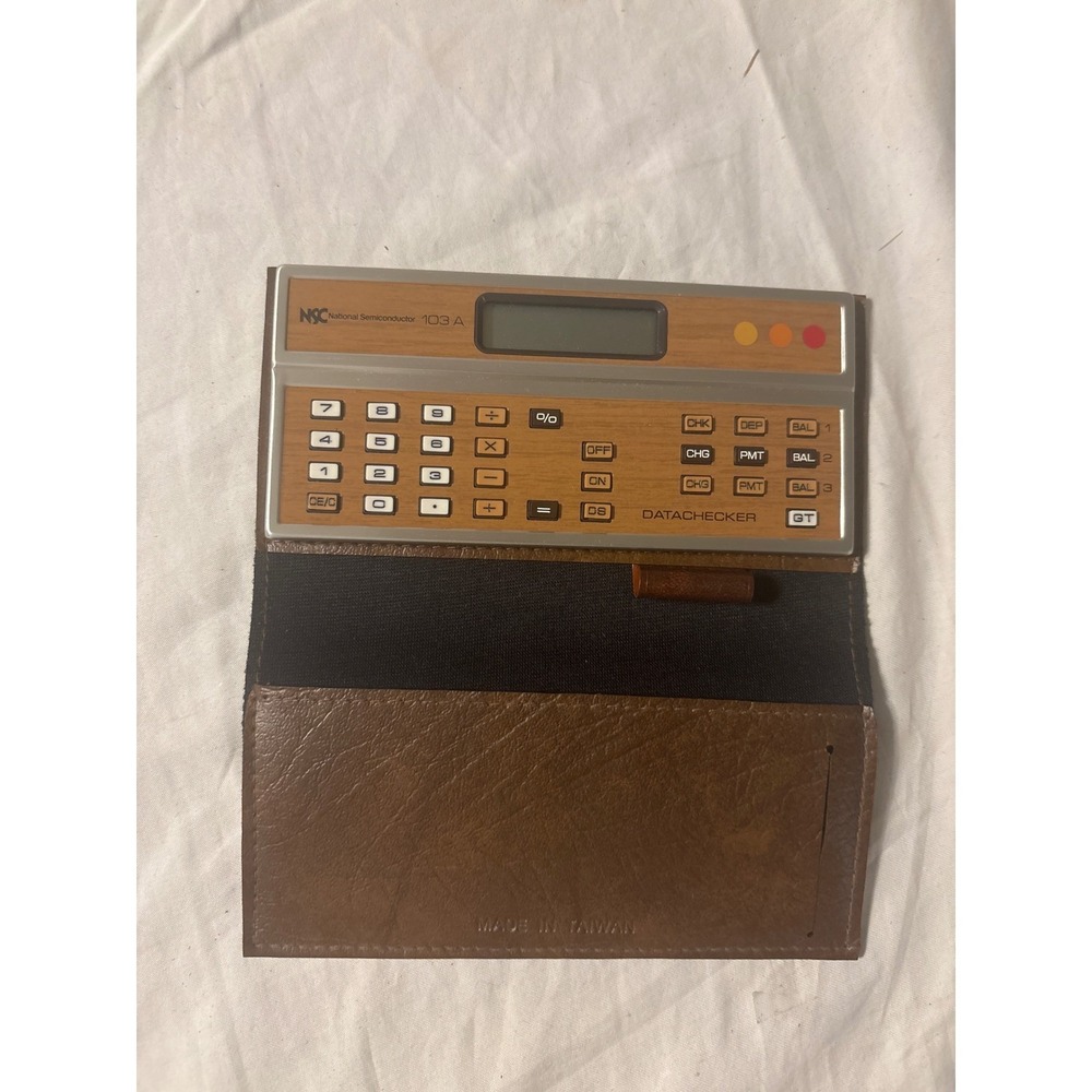 National Semiconductor 103 A Datachecker Calculator Brown Woodgrain Good Vintage